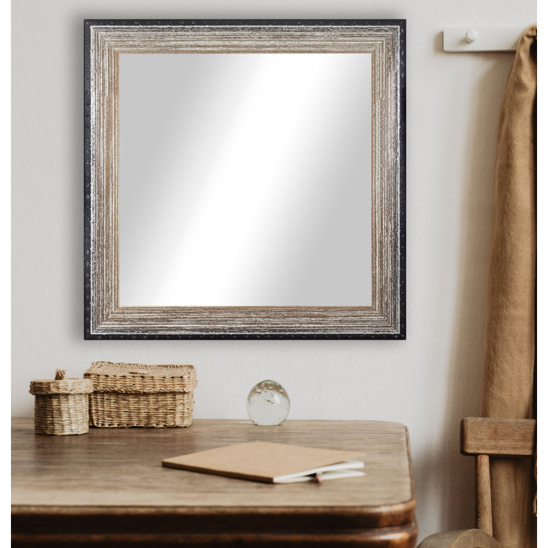 Miroir décoratif moderne et contemporain Eilany, H 21,5 po x l 21,5 po, Brun brossé