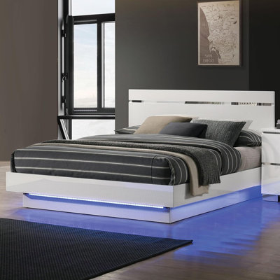 Wooden  Bed With Embedded LED Light