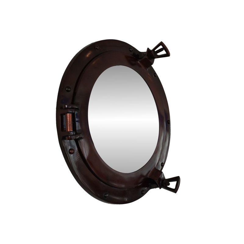 Metal Wall Mirror, 12" H x 12" W, Antique Copper