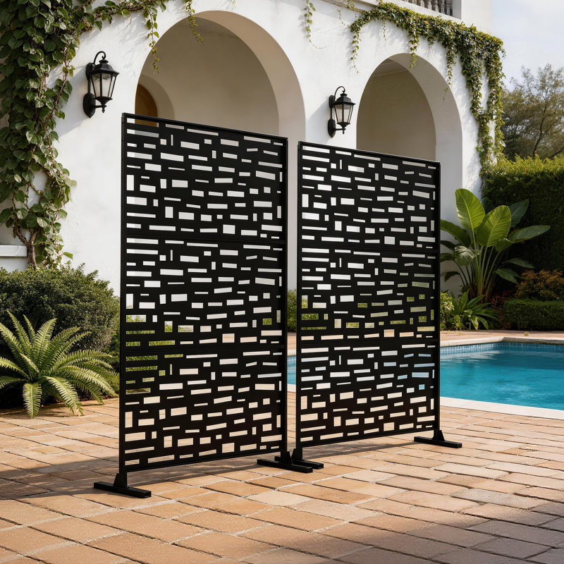 Metal Privacy Screen With Block Pattern
