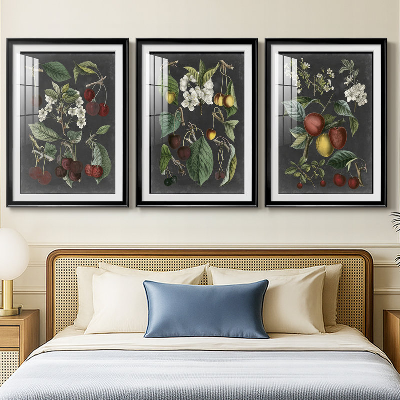 Orchard Variétés I - Impression sur mesure encadrée de qualité supérieure - 3 pièces, Noir, H 19 po x l 27 po