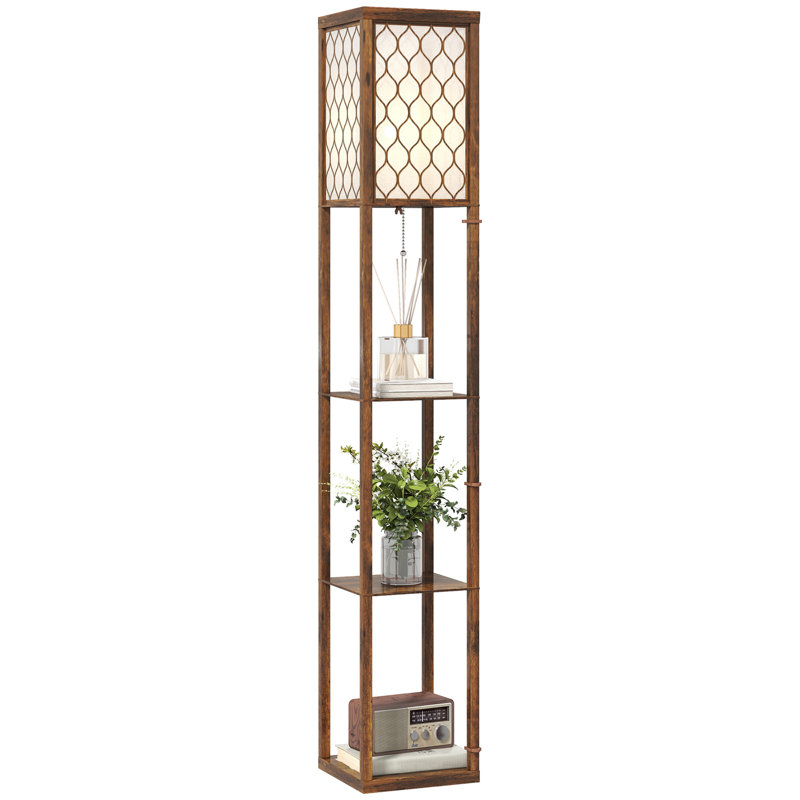160cm Melamine Faced Column Floor Lamp, Rustic Brown