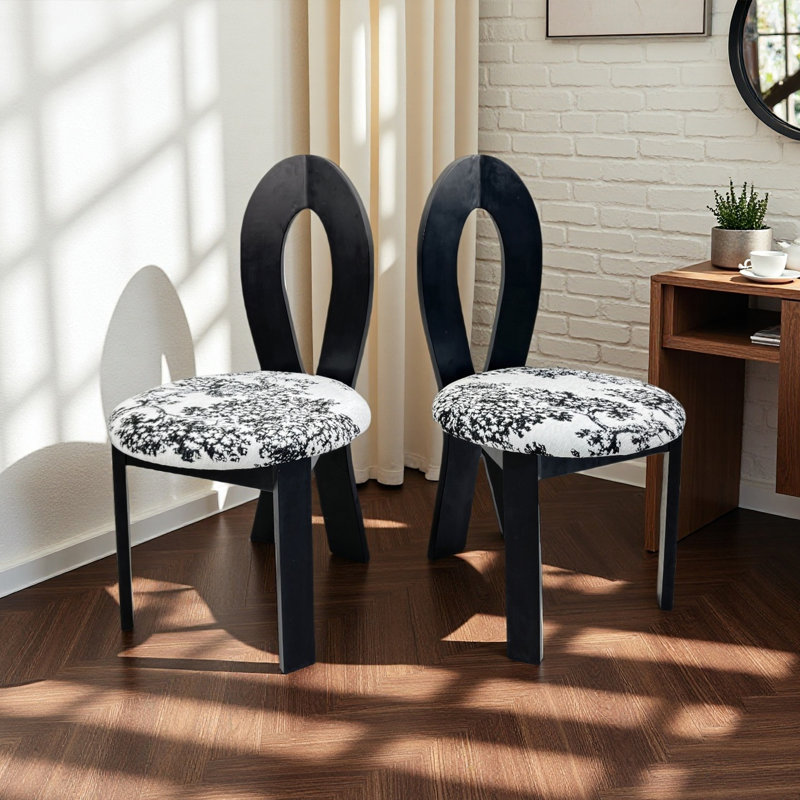 Chaise de salle à manger rétro, Noir, Blanc/Noir