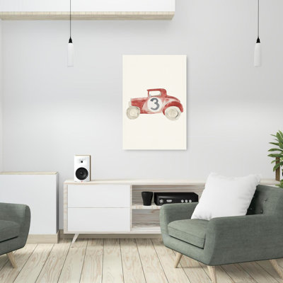Vintage Red Race Car Classic Retro Vintage Wall Art Print 1 Piece Wrapped Canvas Wall Art
