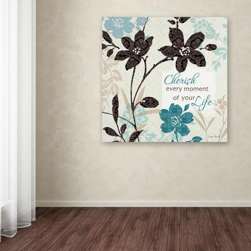Cherish Every Moment Floral Quote Canvas Art, 18" x 18"