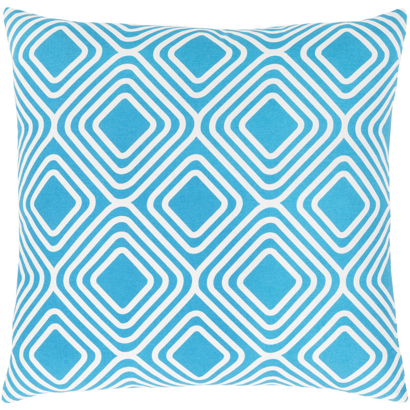 Coussin en coton Ballina, Bleu vif, H 18 po x l 18" x P 4 po