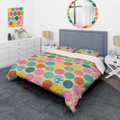 Ensemble de housse de couette en microfibre beige / mauve / vert 2 pièces