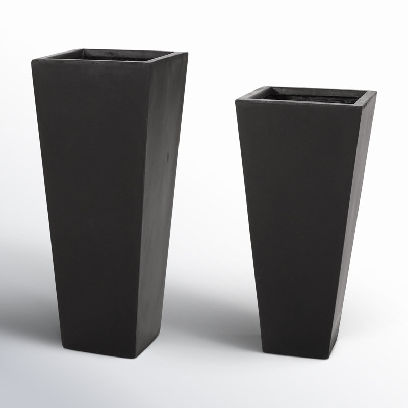 Devi Pot Planter - Set of 2, Matte Black