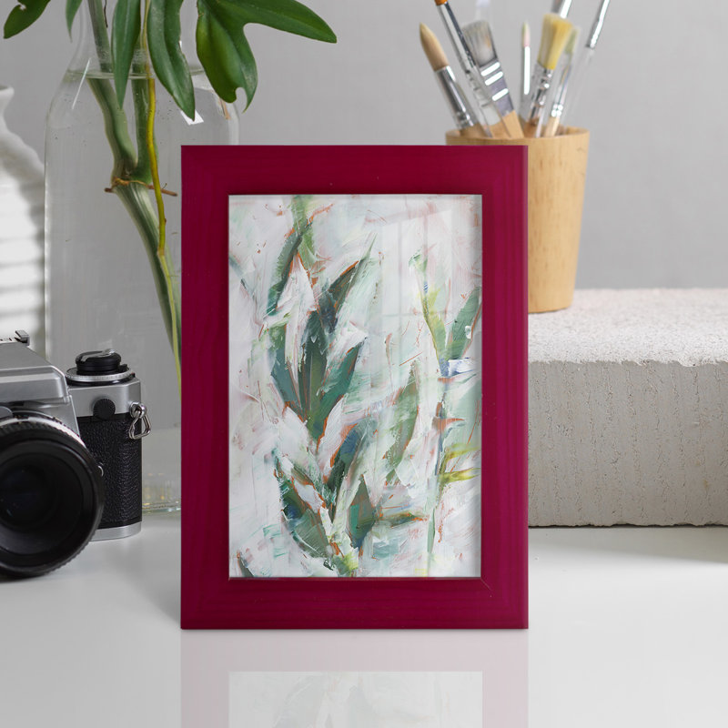 Toile tendue tropicale de qualité supérieure Tropical Foliage Study II - prête à être accrochée, Cadre rouge