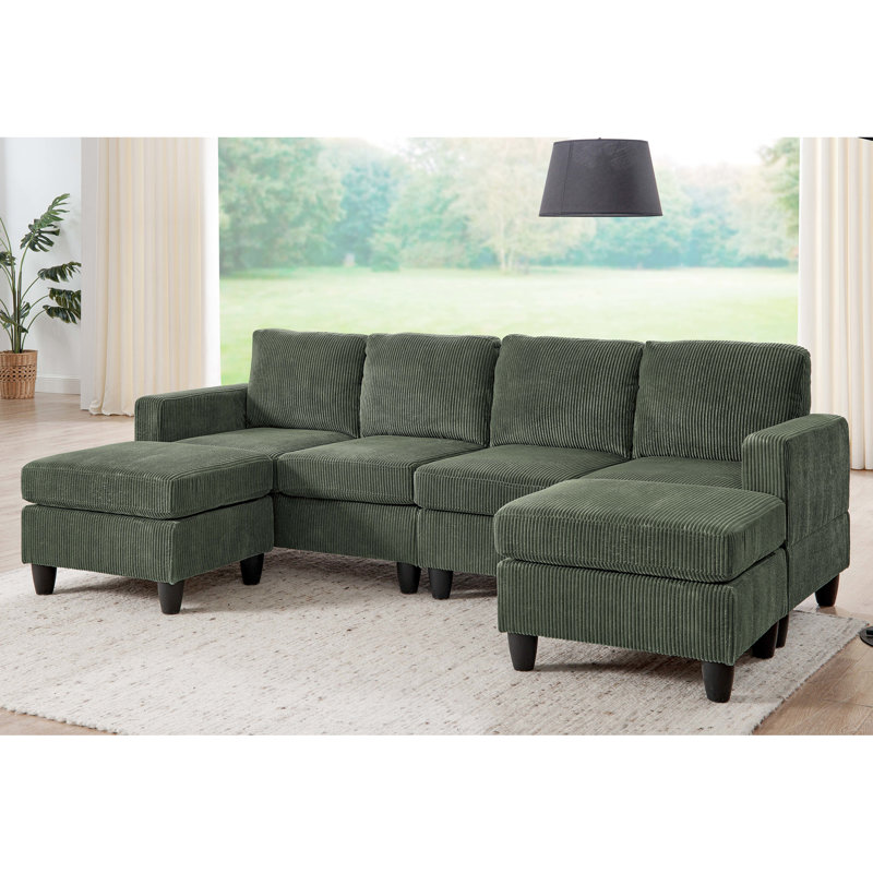 Velours côtelé modulaire, 4 sièges, revêtement doux et invitant, conception personnalisable, coussins amovibles