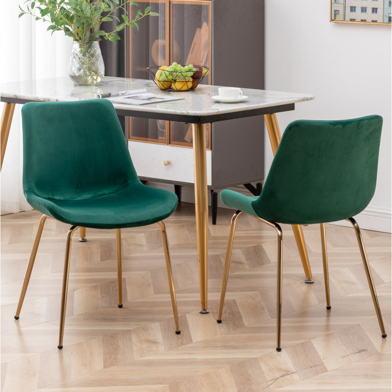 2 sièges en velours - Paire de chaises de salle à manger modernes, Vert