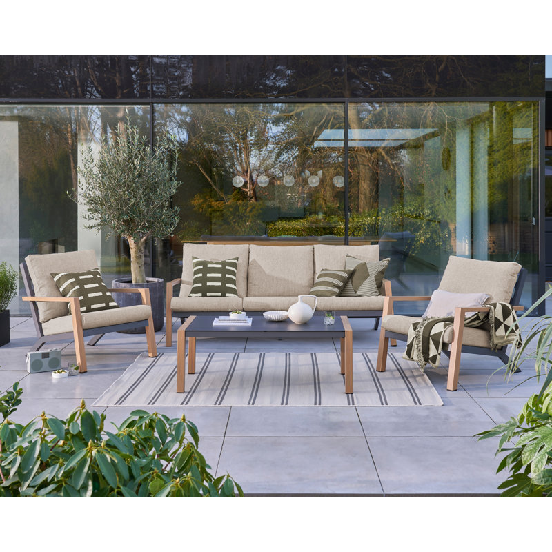 Melford Woodlook Sofa Set with Cappuccino Cushions