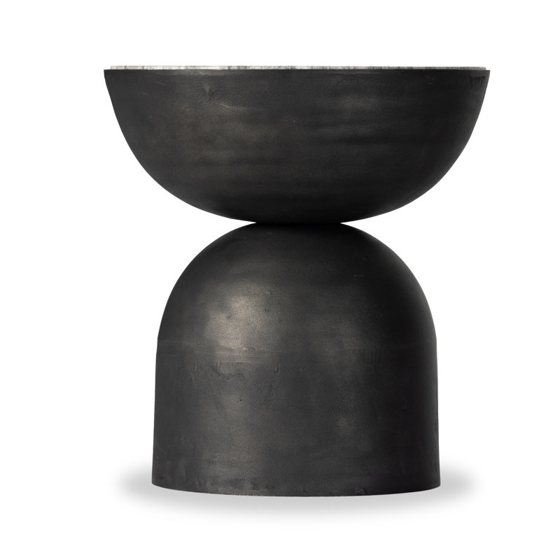 Corbett Pedestal End Table, River Gray Marble, Hammered Gray