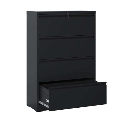 Classeur à 4 verrous moderne noir, fabrication en métal, peut contenir des dossiers de format Légal / A4 / F4, améliore le classeur haute sécurité de l'espace de travail pour le bureau, s'adapte à la taille, protège les fichiers