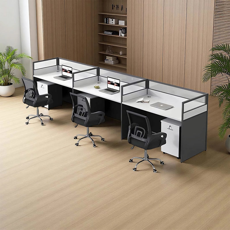 Rectangle 3 Person Benching Workstation with Cable
