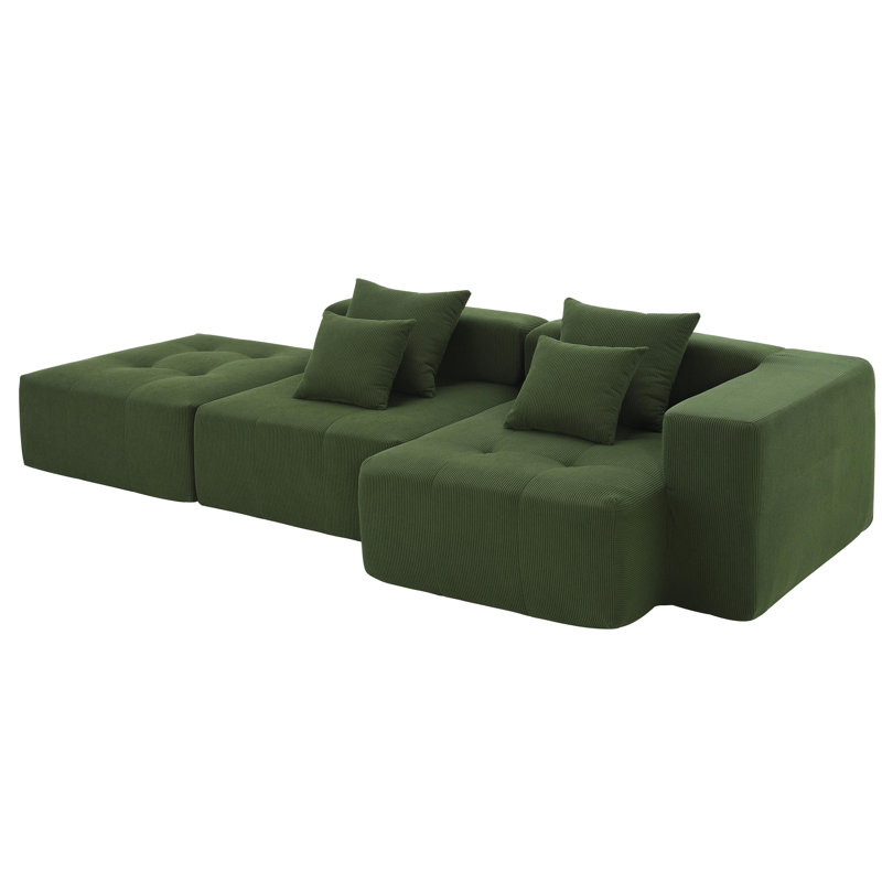 Canapé modulaire Boneless, Velours côtelé vert