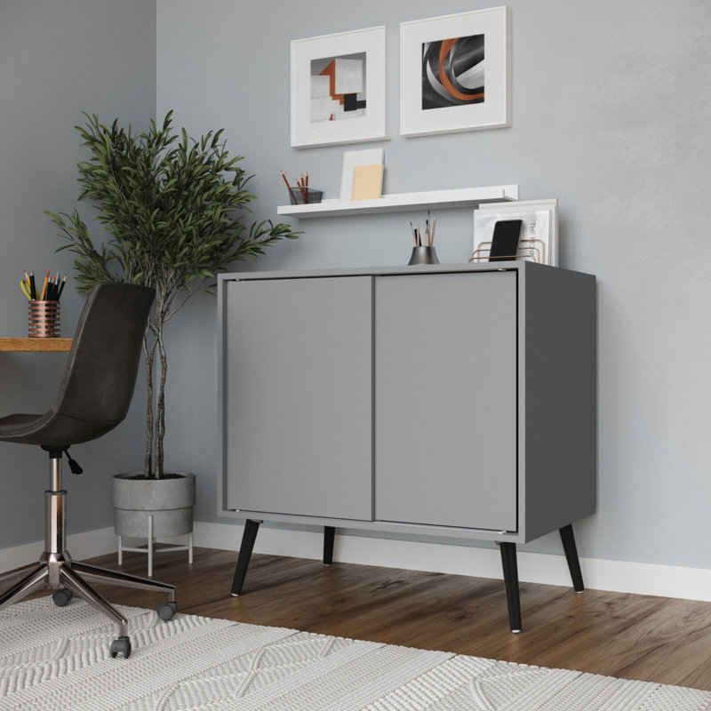 Rectangle Accent Cabinet, Grey/Black