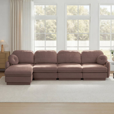 137"Chenille Cloud 4-Seater Sofa  with a Ottoman