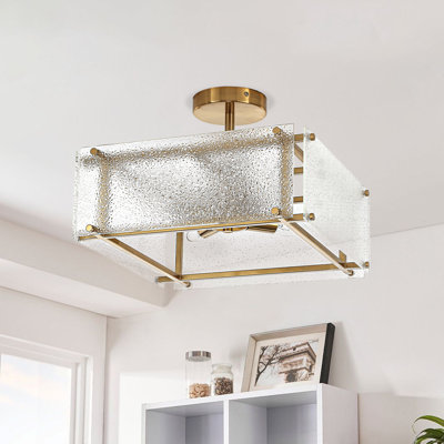 4 Light Glass Geometric Semi Flush Mount