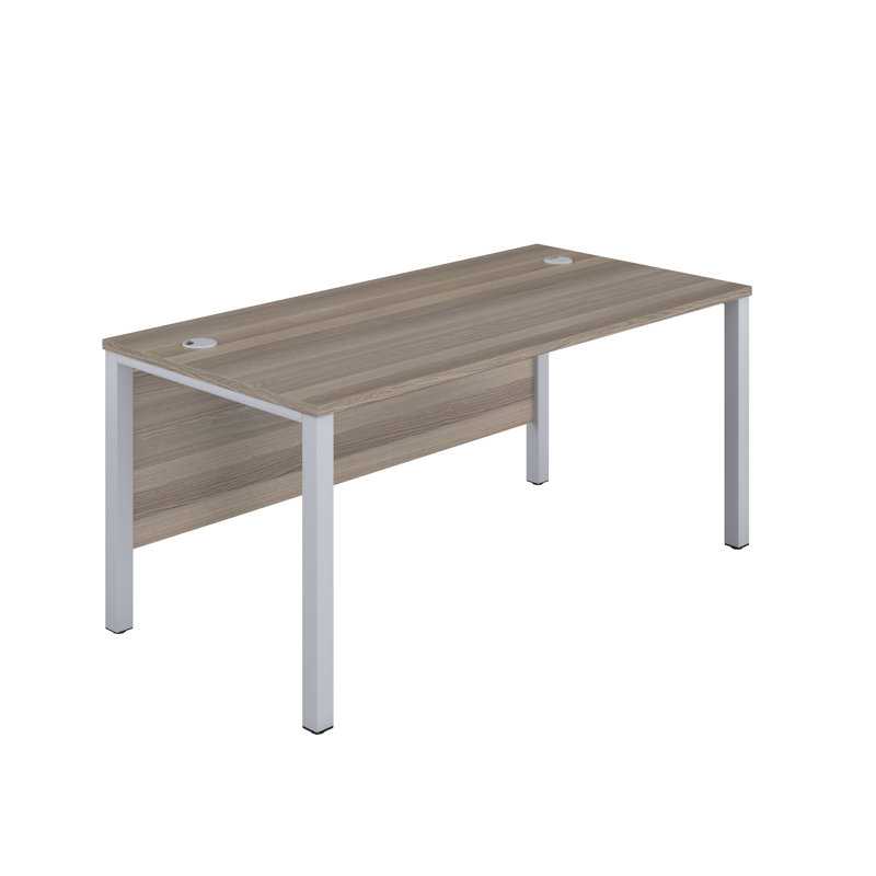 Bouton Metal Base Desk Shell, Silver, Grey Oak