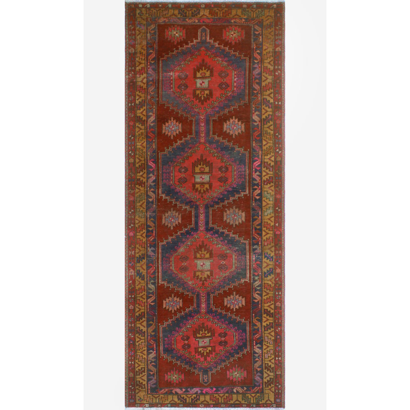 One-of-a-Kind 3'10" X 10'2" 1980s Runner Wool Area Rug in
