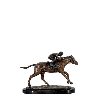 Bronze Jockey on Horse Figurine