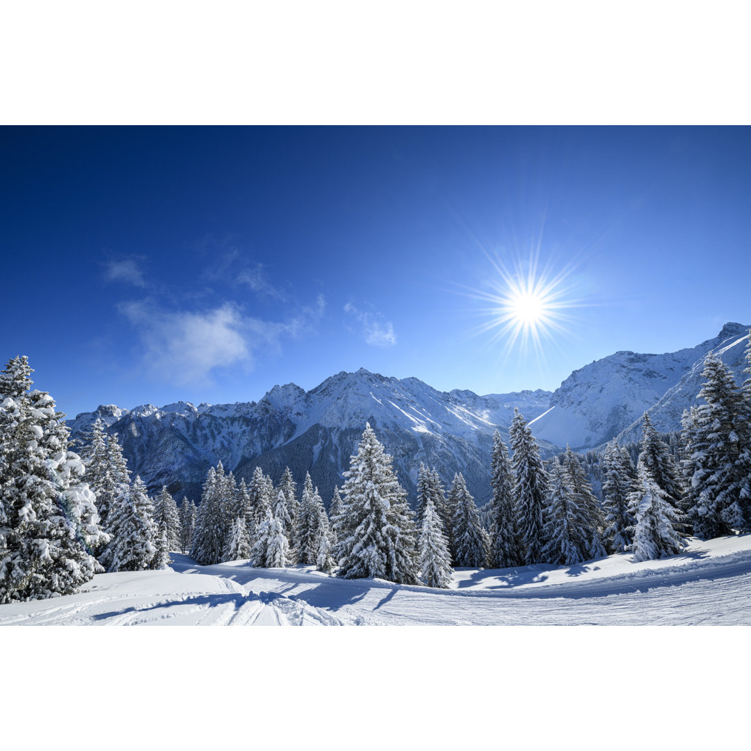 Schneebedeckte Bäume von Kemter - Bild auf Leinwand