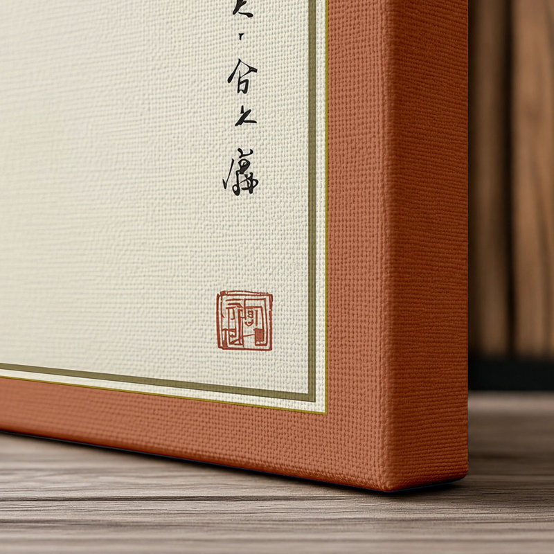 Blossom Branch Japandi - Wrapped Canvas, 30x20 - 76.2 x 50.8 cm, Terracotta Border