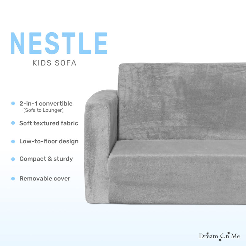 Dream On Me Nestle Kids Sofa - Duo, Gray
