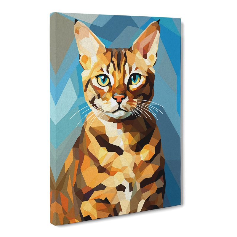 Bengal Cat Cubism - Wrapped Canvas, 50cm H x 35cm W x 3cm D