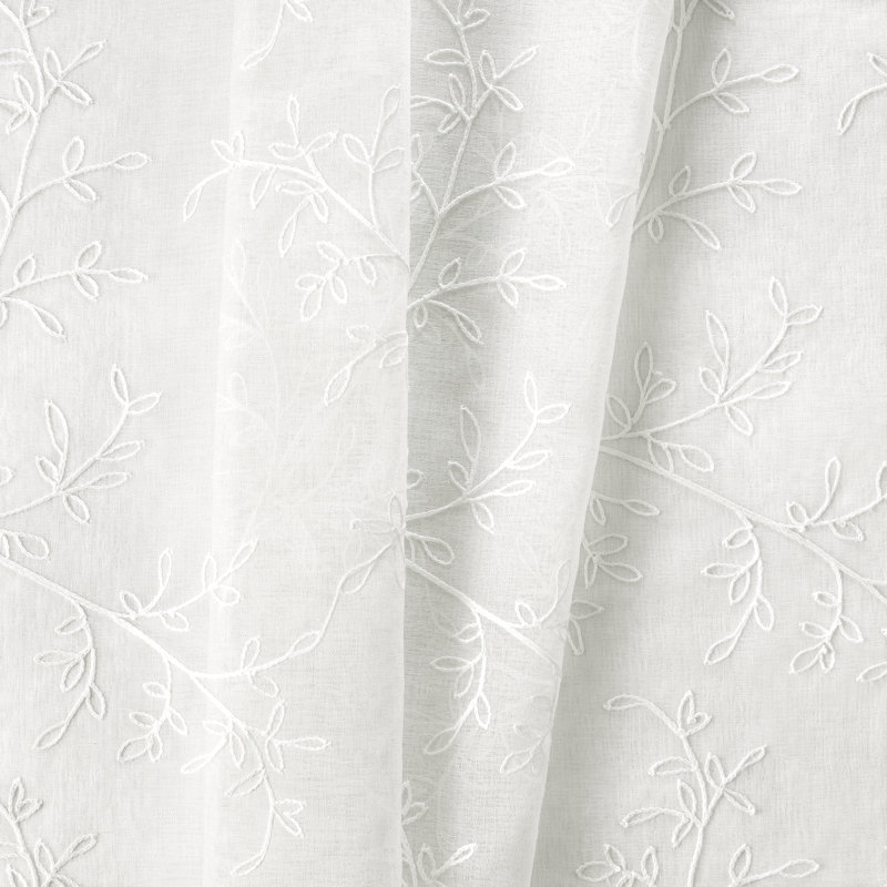 Brewster Floral Embroidered Sheer Tailored Tiers, 76" x 24"