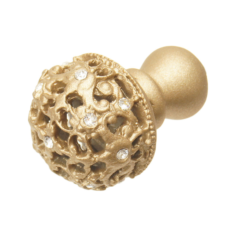 Poignée ronde Juliane Grace avec 13 cristaux Swarovski transparents , Or doux