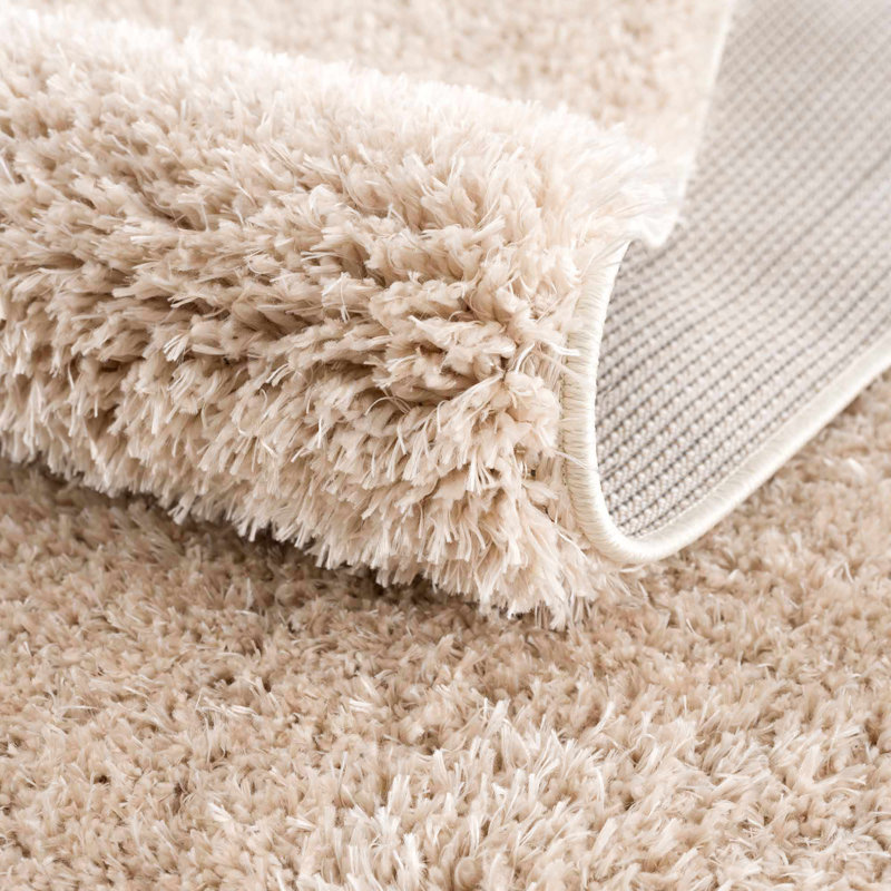 Tapis beige en polyester tissé à la machine Cristiona, Rectangle 9 pi 3 po x 12 pi
