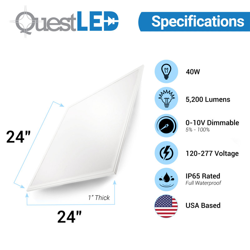 Dimmable Rectangle Troffer Ceiling Light, 4000K, 4000 Lumens