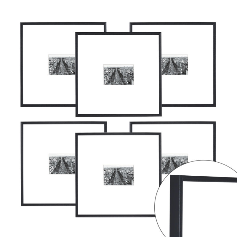 Cadre photo en bois - ensemble de 6, Noir, 4 po x 4 po