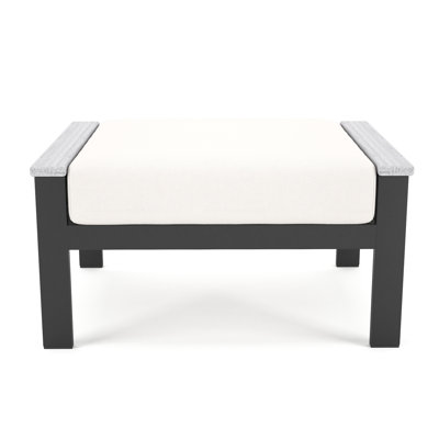 Townsend Outdoor Teak Ottoman with Sunbrella Cushion by Birch Lane