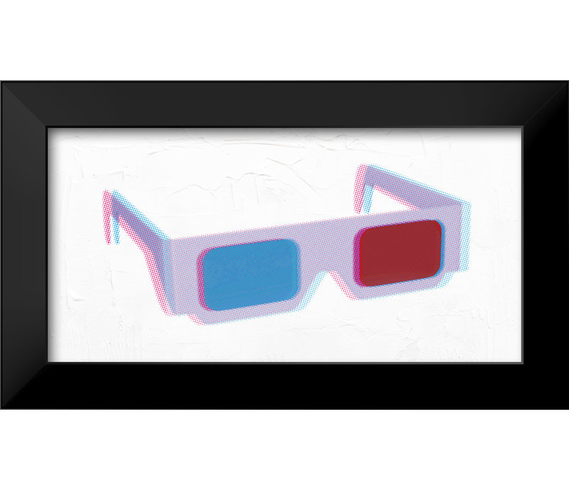 3D Glasses Pop Art-Giclee on Paper with Black Frame Horizontal, 13" H x 16" W x 2" D