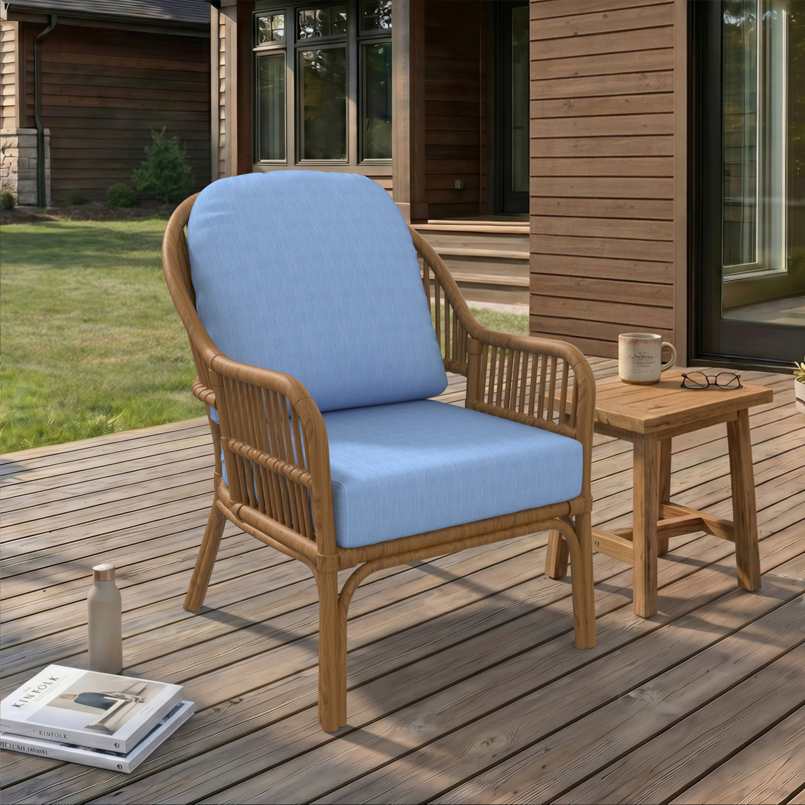 Amala Outdoor Sunbrella® Seat/Back Cushion, Cast Ocean Sunbrella® Plainweave