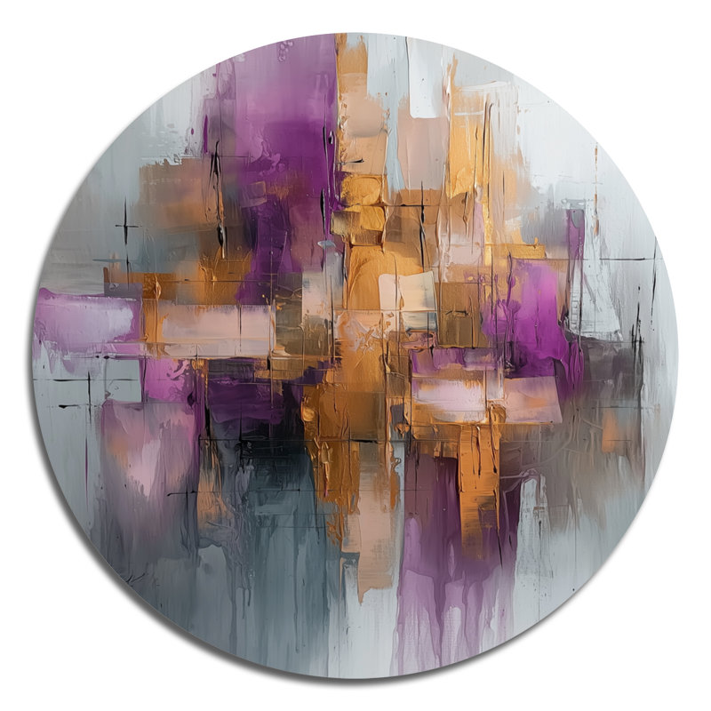 Anchondo - Encre liquide abstraite ronde, art mural en métal, H 16 po x l 16 po