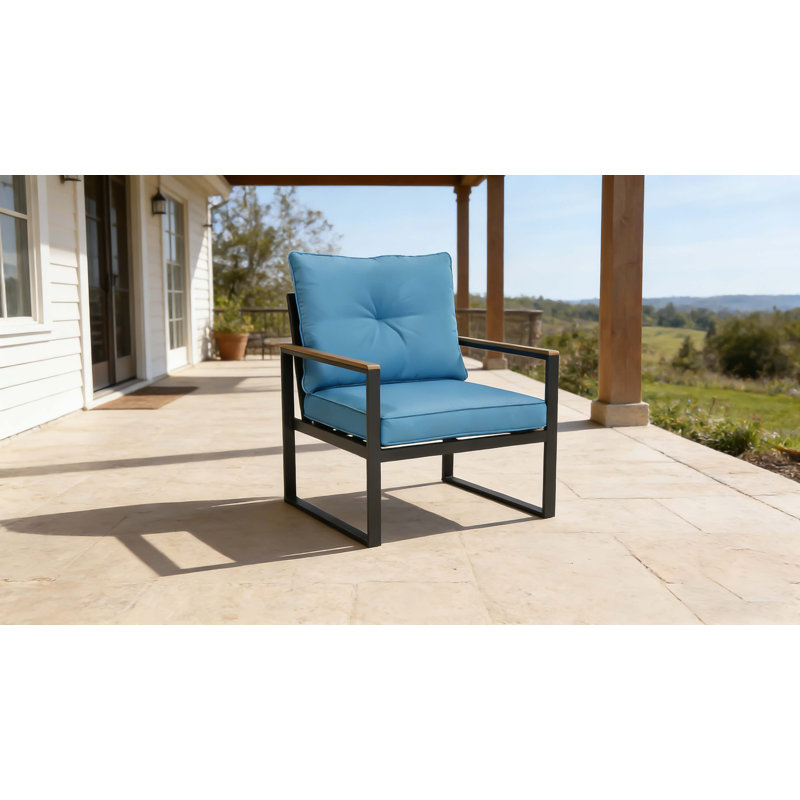 Outdoor Dining Armchair with Cushions, Blue
