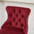 Set of 2 Bar Stools, Wine Red Velvet Swivel Stools with Button Tufted Backs and Wood Legs, Chrome Nailhead Trim Accent-128130646