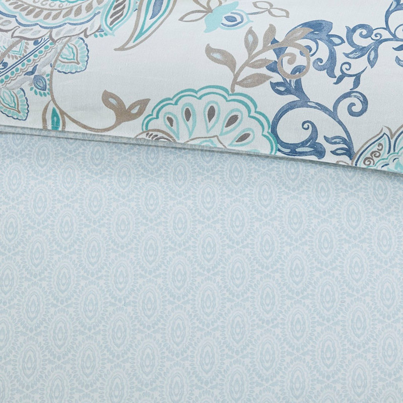 Housse de couette réversible en coton multicolore à motifs floraux colorés et imprimés pour grand lit