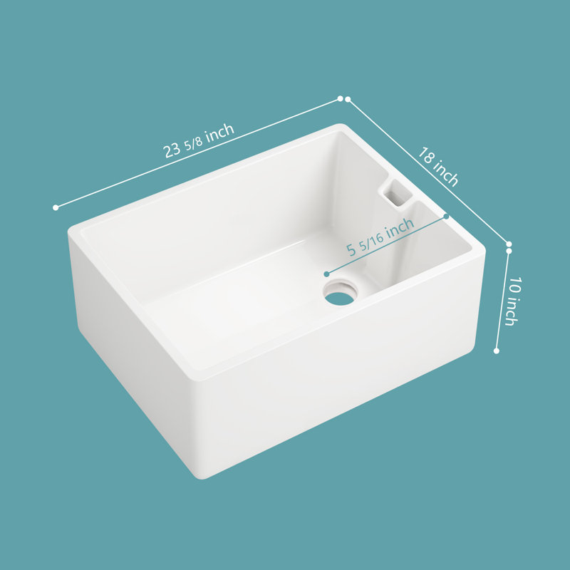 23.6'' L Single Bowl Ceramic Kitchen Sink