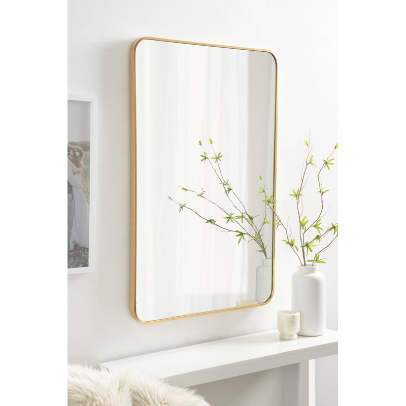 Anacleta Radius Rectangle Framed Wall Mirror, 35.5" x 23.5", Gold