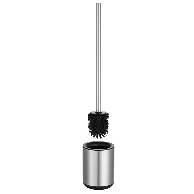 Rondo Free Standing Toilet Brush and Holder, Silver