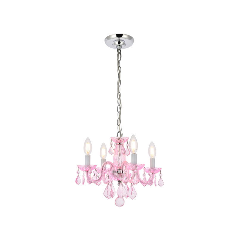 Jaquelin 4 - Light Dimmable Classic / Traditional Chandelier, Pink