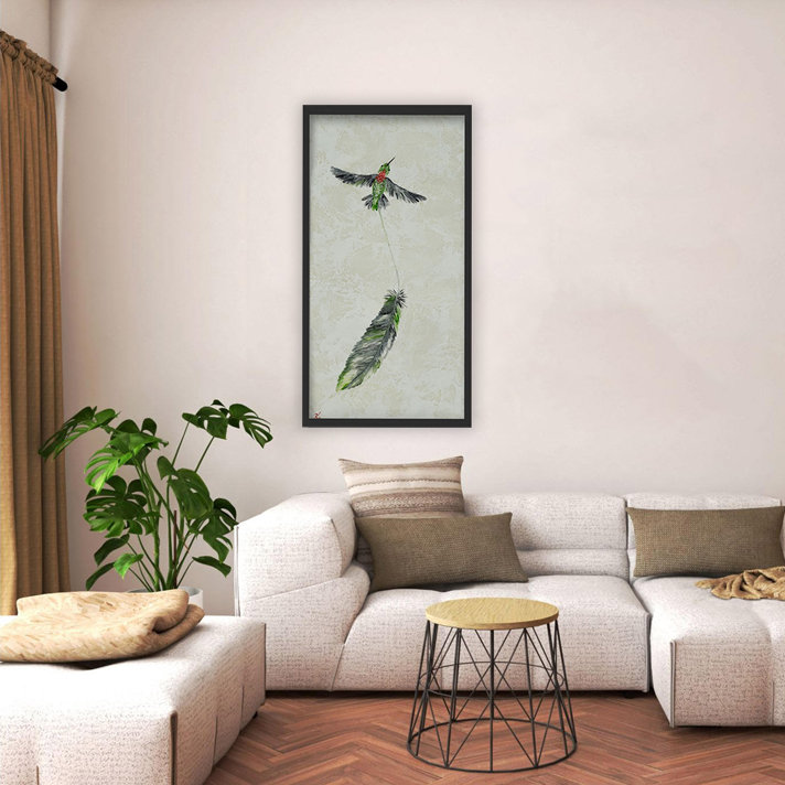 "Vivid Flutter", art mural sur toile, Cadre flottant noir, H 24 po x l 12 po