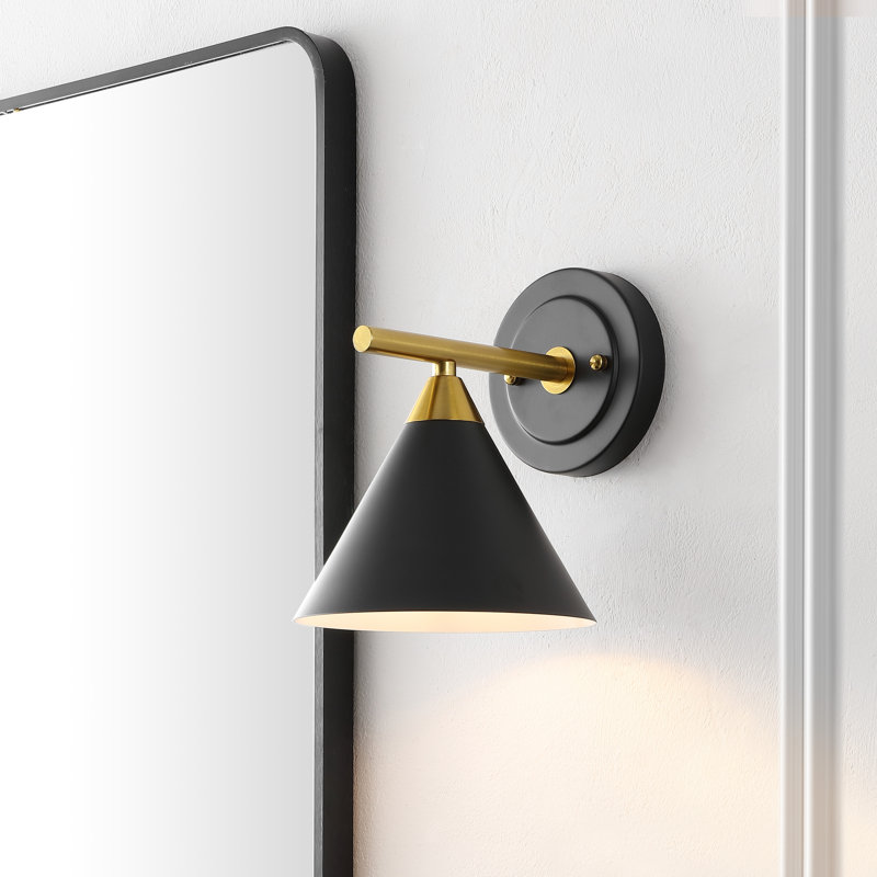 Berkay Iron Armed Sconce, Black/Brass Gold