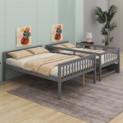  Lit superposé simple au-dessus de double en bois d'hévéa avec lit gigogne Keirlyn
