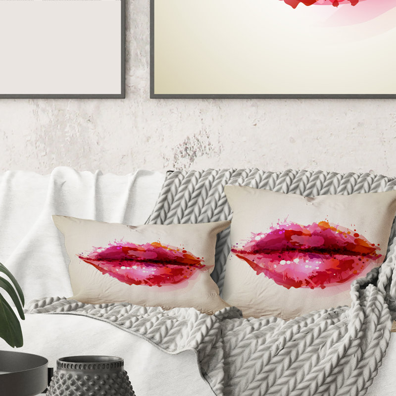 Couvre-oreiller rectangulaire avec insert «Woman Lips Formed by Blots»